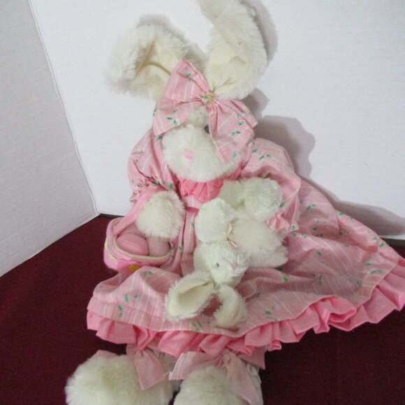 Delton Products rabbit baby Easter basket 16" pink dress display only - Picture 1 of 7